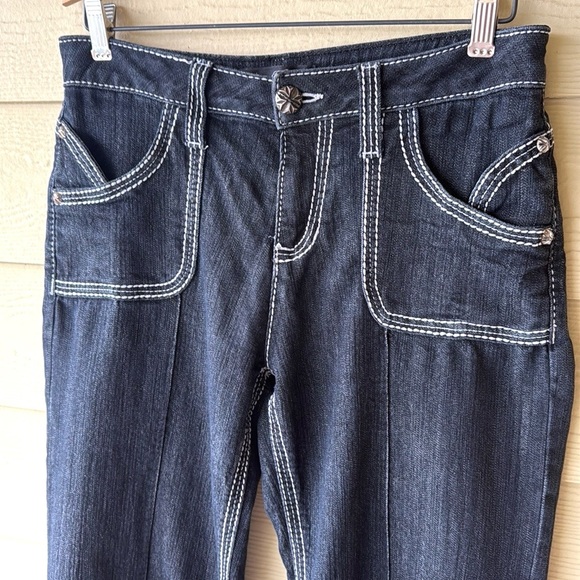 Vintage Cache Contour Collection Black Embellished Flare Jeans Sz 8 - Picture 3 of 15